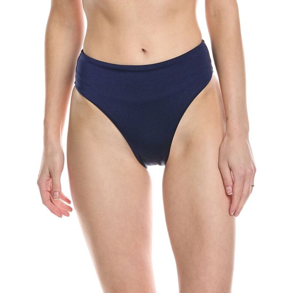 Monte And Lou Womens  High-Waist High-Leg Bikini Bottom, Blue